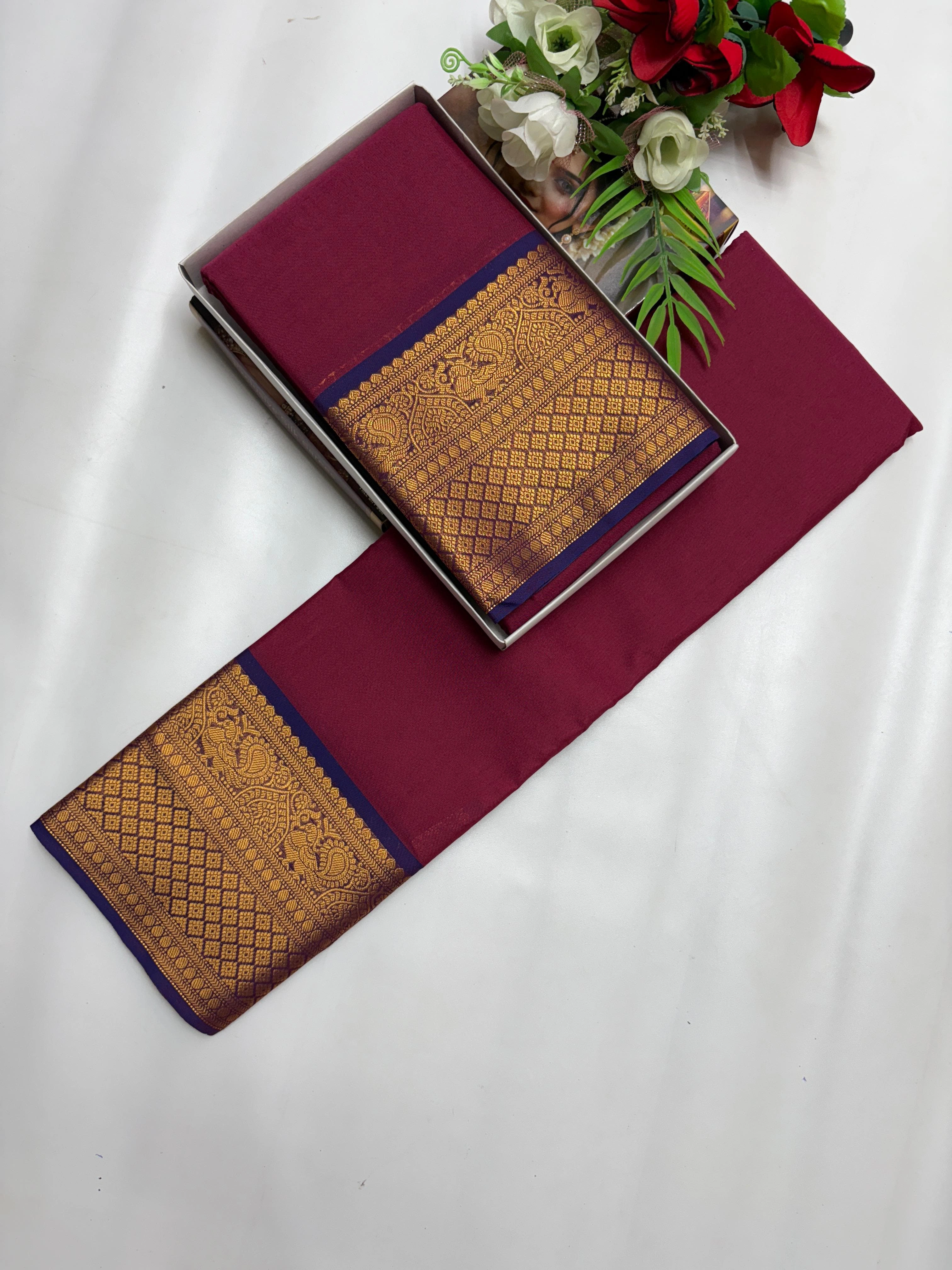 Deep Magenta Kanchi Cotton Saree
